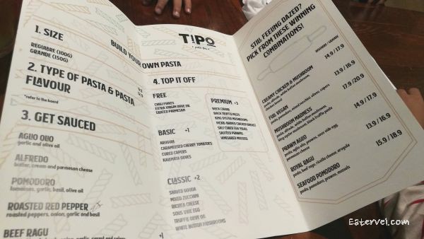 Tipo - Menu Halal Pasta bar in singapore